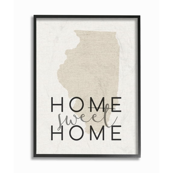 Stupell Home Sweet Home Illnois Typography Framed Giclee Texturized Art 16 x 20