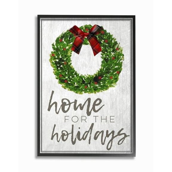 Stupell Home for the Holidays Wreath Bow Framed Giclee Texture Art 11 x 14