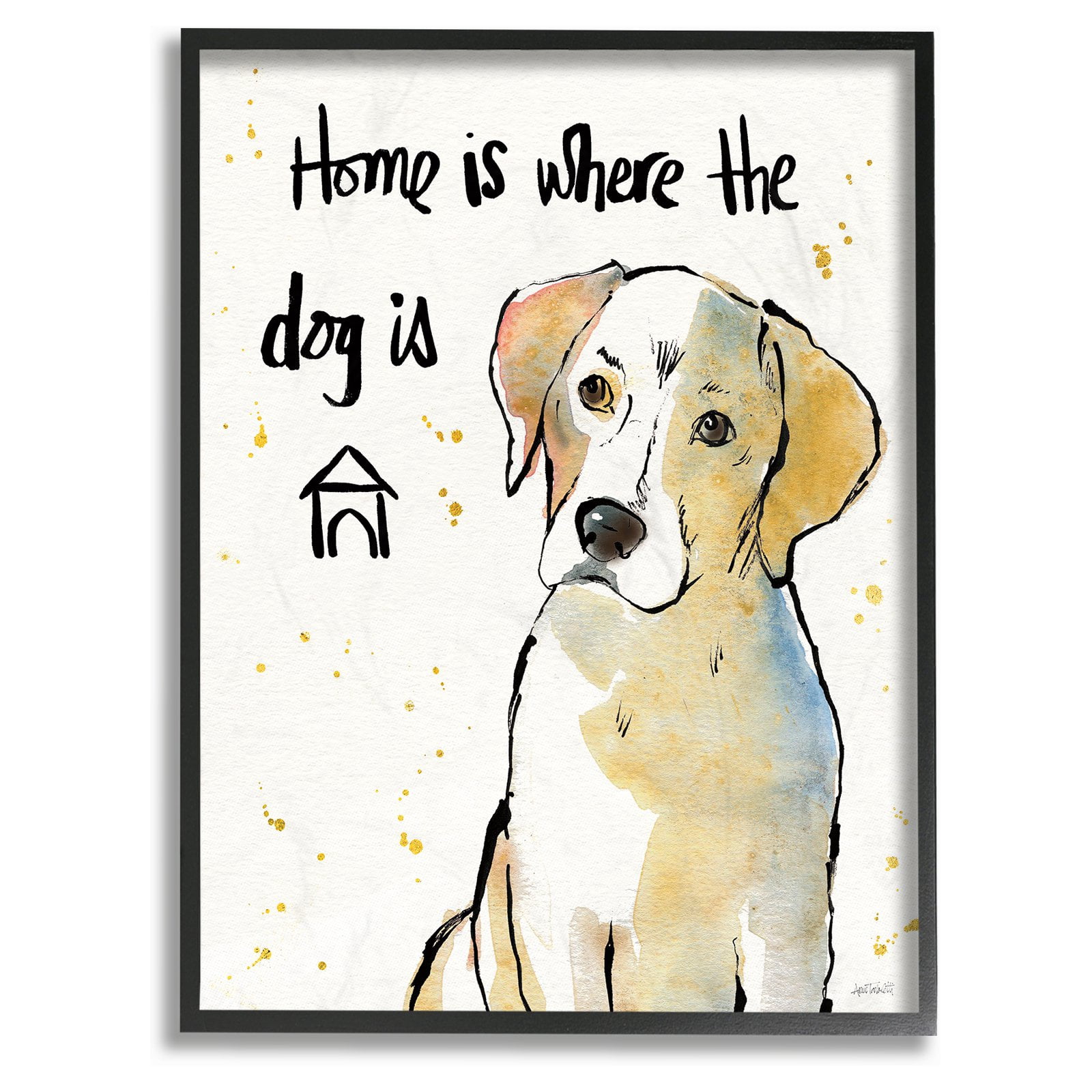The Stupell Home Decor Collection Home is Where the Dog Is Oversized Framed Giclee Texturized Art