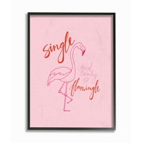 The Stupell Home Decor Collection Hot Pink Single And Ready To Flamingle Flamingo Framed Giclee Texturized Art, 11 x 1.5 x 14