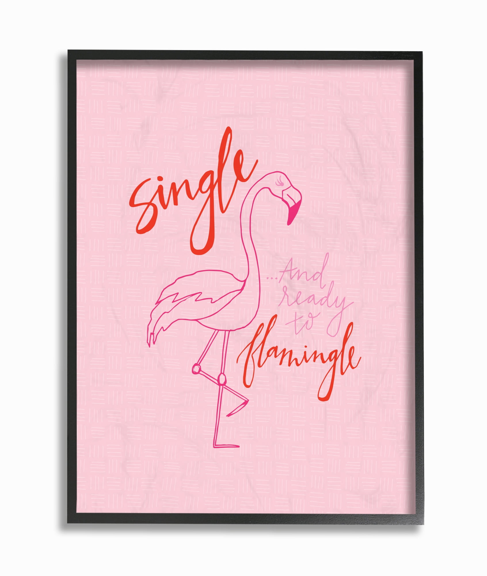 The Stupell Home Decor Collection Hot Pink Single And Ready To Flamingle Flamingo Oversized Framed Giclee Texturized Art, 16 x 1.5 x 20