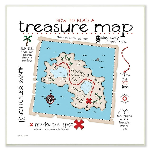 The Stupell Home Decor Collection How to Read Treasure Map Wall Plaque Art