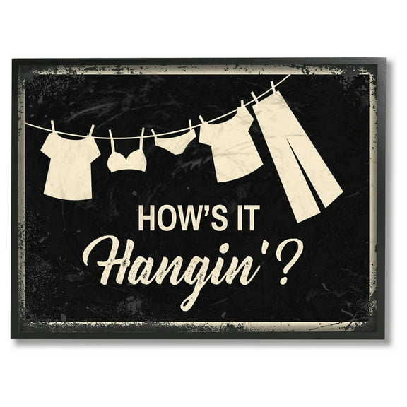 The Stupell Home Decor Collection Hows It Hanging Laundry Line Industrial Stretched Canvas Wall Art