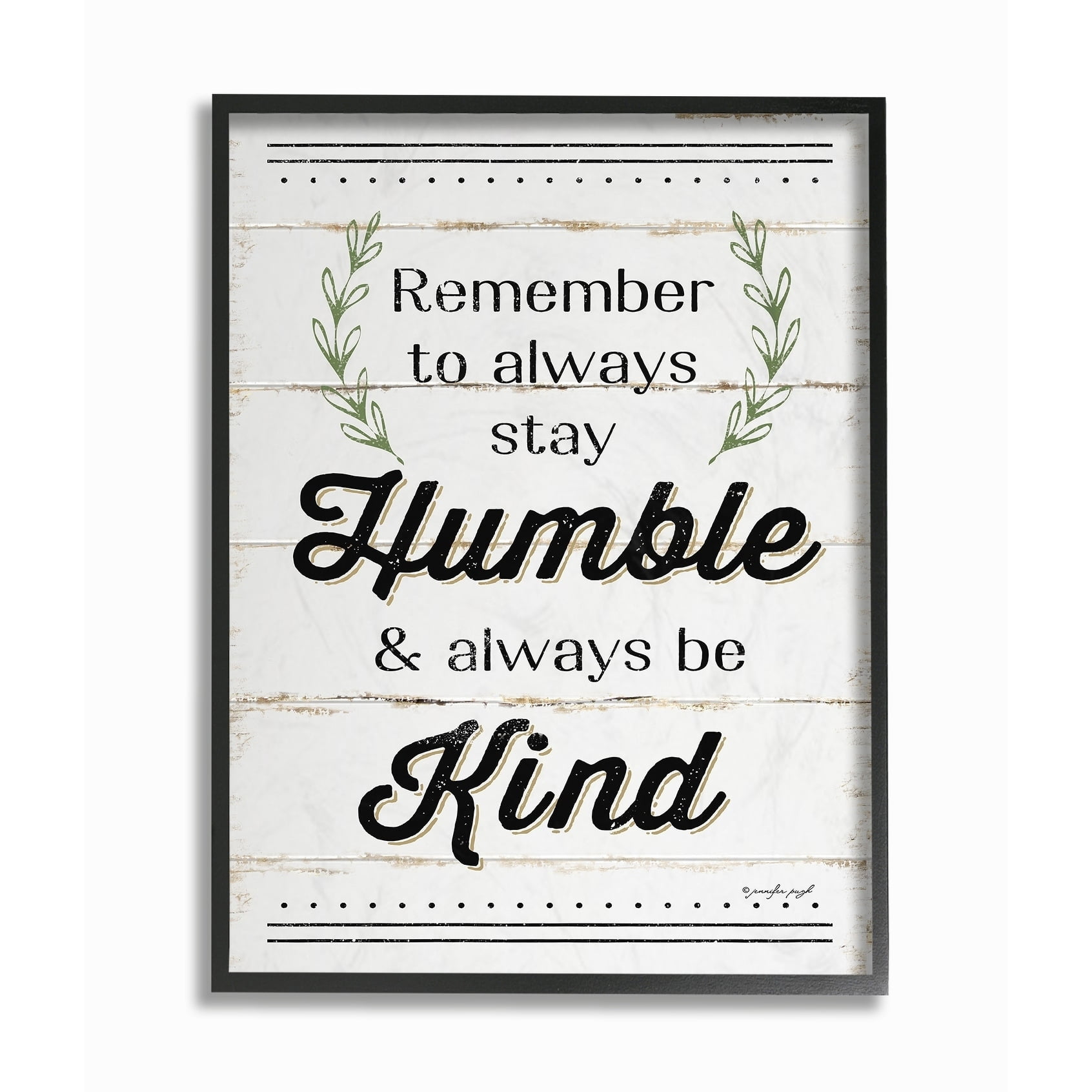 The Stupell Home Decor Collection Humble And Kind Rosemary Sprig Typography Oversized Framed Giclee Texturized Art, 16 x 1.5 x 20