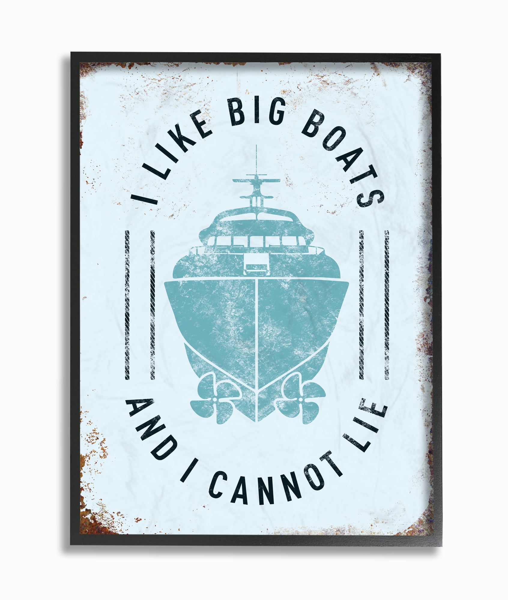 The Stupell Home Decor Collection I Like Big Boats Funny Ocean Beach Typography Framed Giclee Texturized Art, 11 x 1.5 x 14