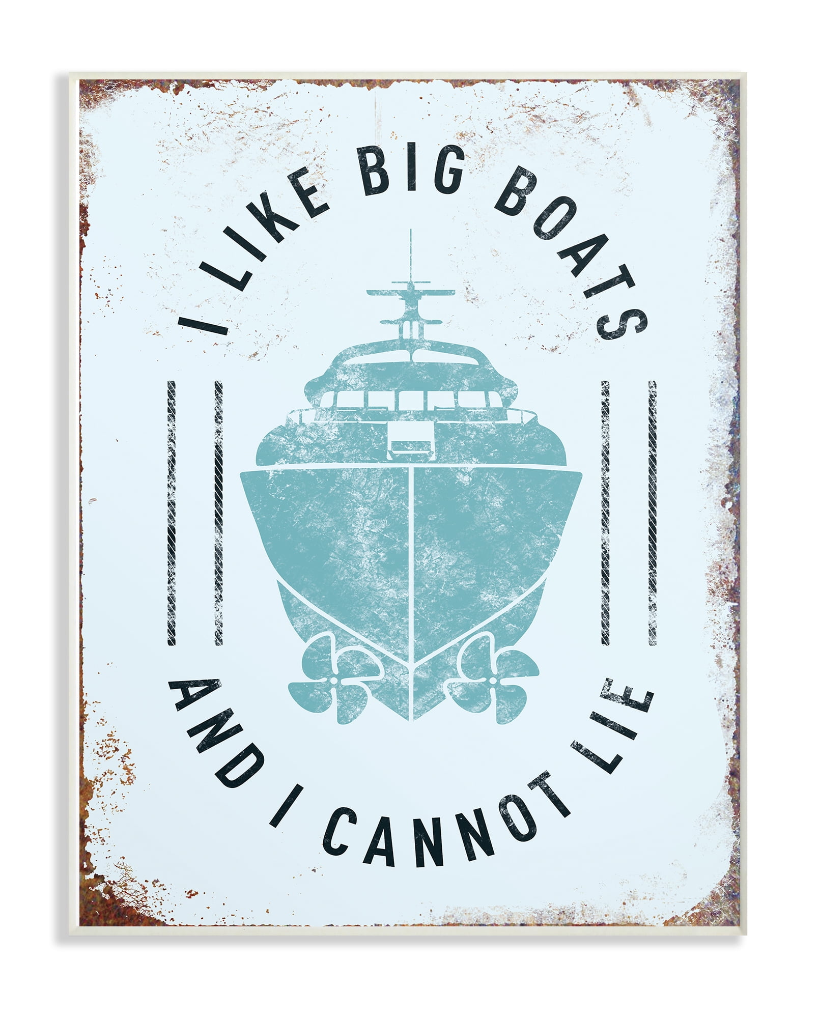 The Stupell Home Decor Collection I Like Big Boats Funny Ocean Beach Typography Oversized Wall Plaque Art, 12.5 x 0.5 x 18.5