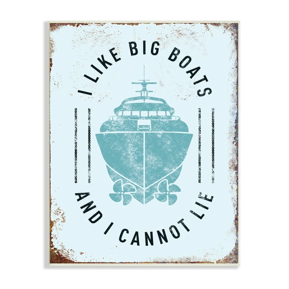 The Stupell Home Decor Collection I Like Big Boats Funny Ocean Beach Typography Wall Plaque Art, 10 x 0.5 x 15