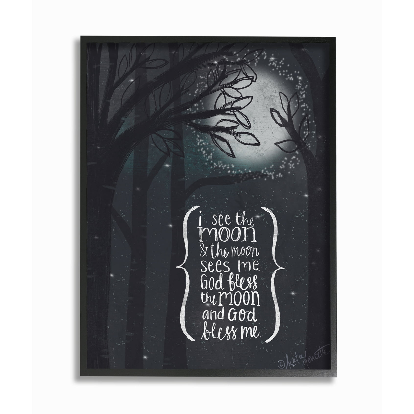 The Stupell Home Decor Collection I See The Moon Inspirational Typography Framed Giclee Texturized Art, 11 x 1.5 x 14