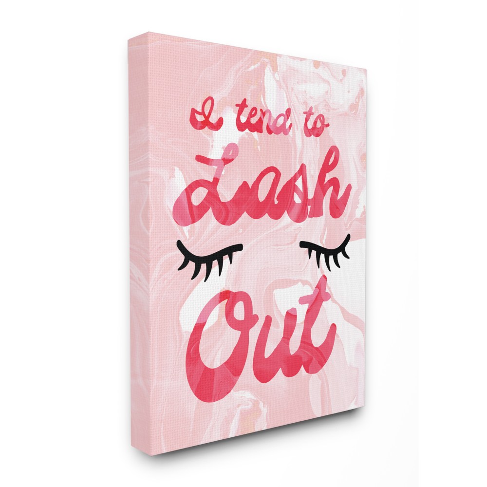 The Stupell Home Decor Collection I Tend to Lash Out Bright Typography with Eyelashes on Pink Marble Stretched Canvas Wall Art, 24 x 30