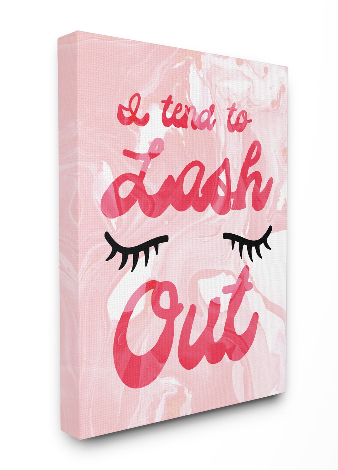 The Stupell Home Decor Collection I Tend to Lash Out Bright Typography with Eyelashes on Pink Marble Stretched Canvas Wall Art, 30 x 40