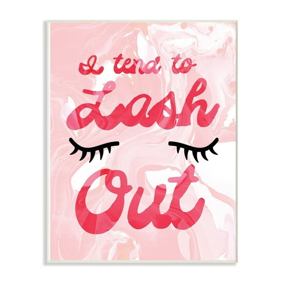 The Stupell Home Decor Collection I Tend to Lash Out Bright Typography with Eyelashes on Pink Marble Wall Plaque Art, 10 x 15