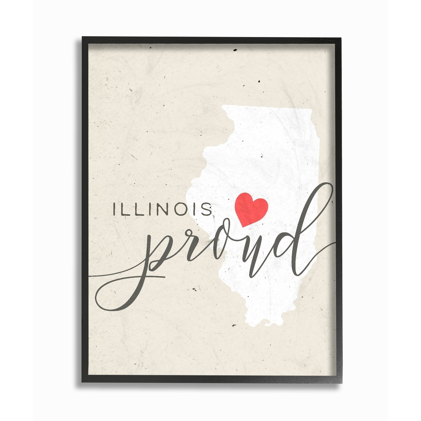 The Stupell Home Decor Collection Illinois Proud with Heart Framed Giclee Texturized Art