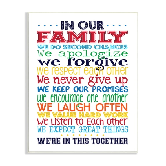 The Stupell Home Decor Collection In Our Family Rainbow Wall Plaque Art