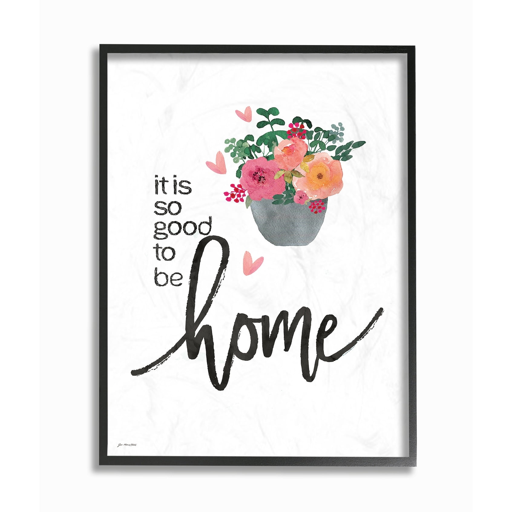 Floral Typography Print on Canvas with Ebony Frame, 16 x 20