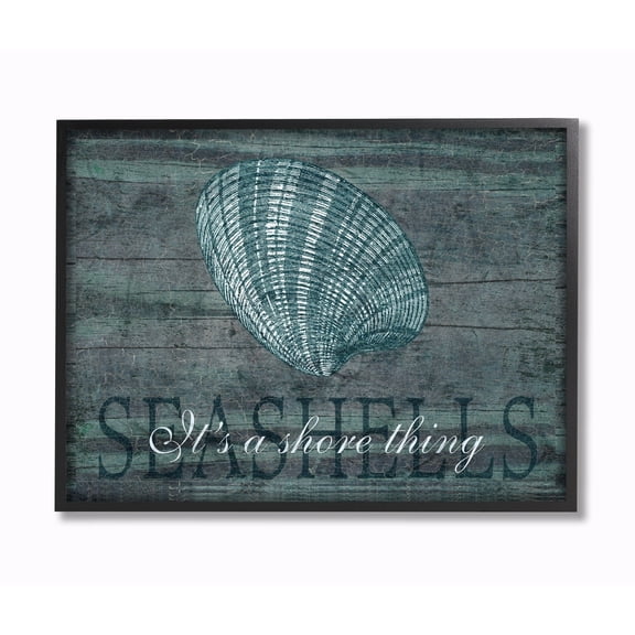 The Stupell Home Decor Collection It's A Shore Thing Seashell Framed Giclee Texturized Art, 11 x 1.5 x 14