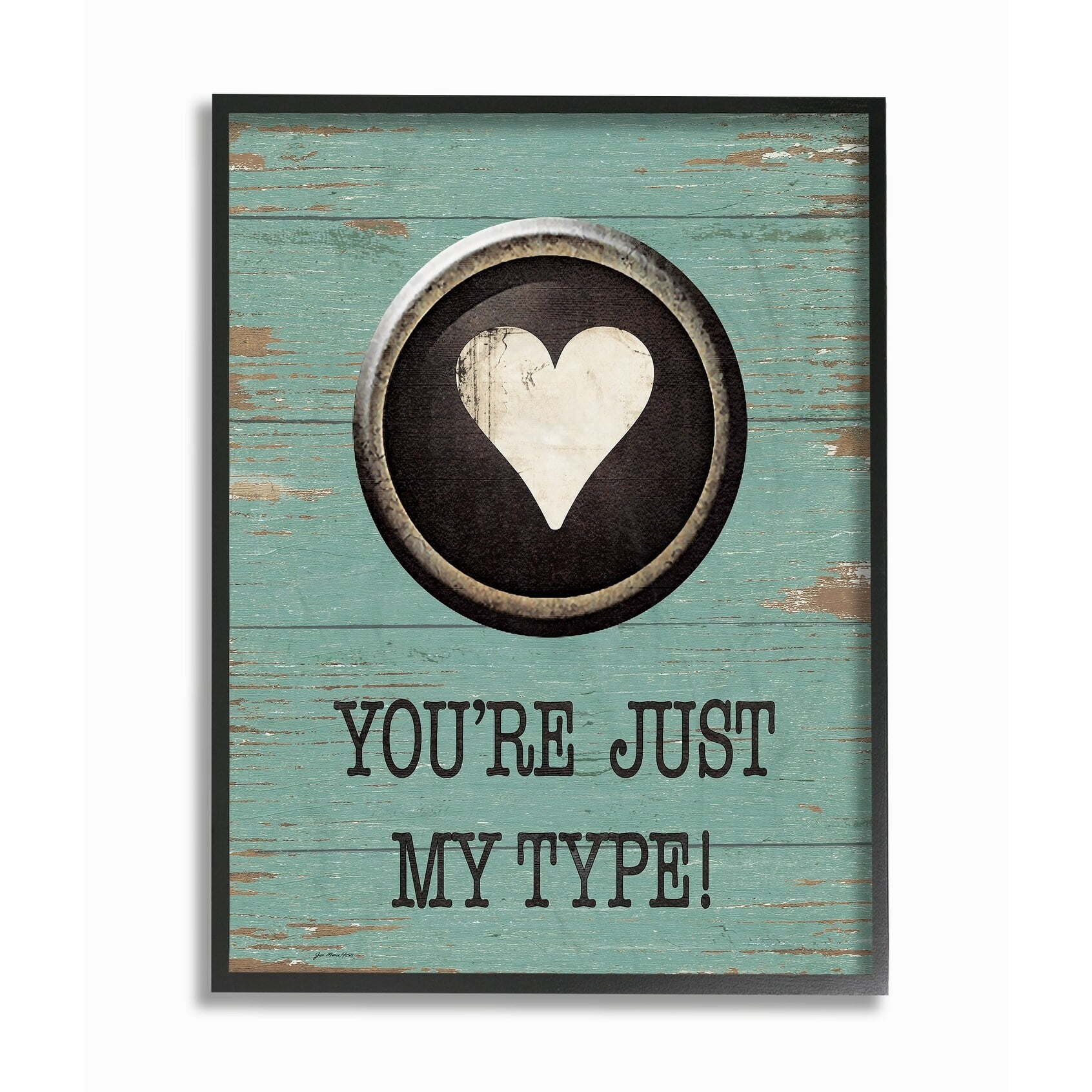 The Stupell Home Decor Collection Just My Type Typewriter Key Heart Framed Giclee Texturized Art, 11 x 1.5 x 14