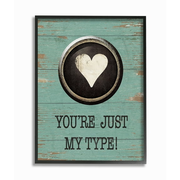 The Stupell Home Decor Collection Just My Type Typewriter Key Heart Oversized Framed Giclee Texturized Art, 16 x 1.5 x 20