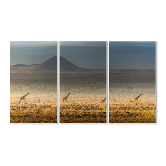 The Stupell Home Decor Collection Kenyan Giraffes Walking the Plains Wood Wall Art