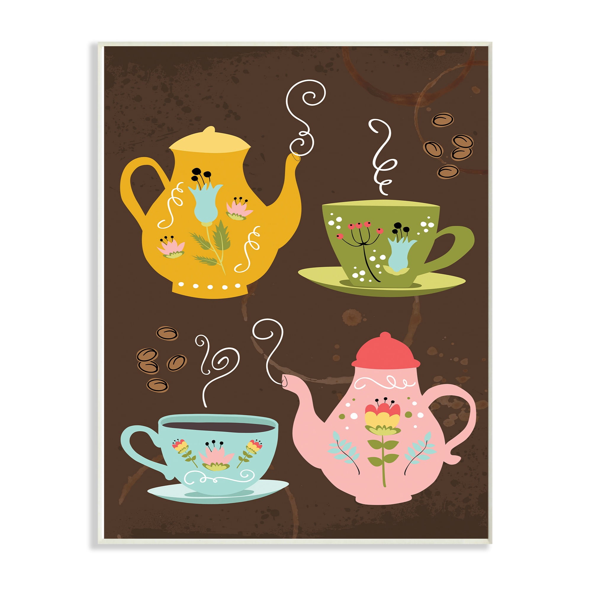 The Stupell Home Decor Collection Kettles And Coffee Cups Chalkboard Look Oversized Wall Plaque Art, 12.5 x 0.5 x 18.5