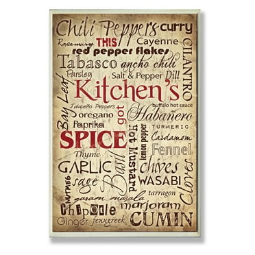 The Stupell Home Decor Collection Kitchen Spice Typography Oversized Wall Plaque Art, 12.5 x 0.5 x 18.5