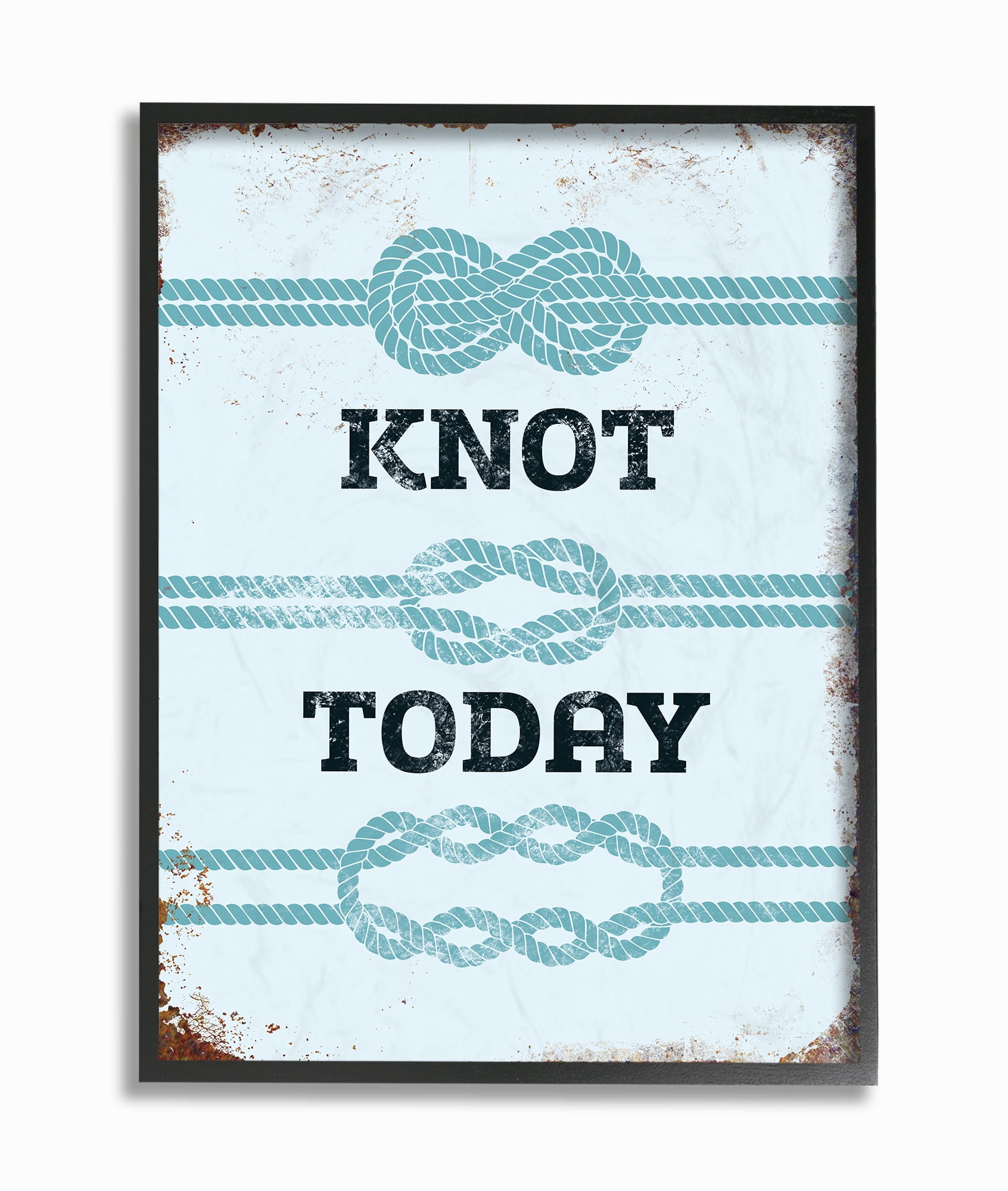 The Stupell Home Decor Collection Knot Today Funny Ocean Beach Typography Framed Giclee Texturized Art, 11 x 1.5 x 14