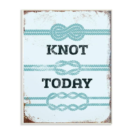 The Stupell Home Decor Collection Knot Today Funny Ocean Beach Typography Wall Plaque Art, 10 x 0.5 x 15