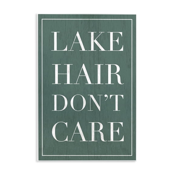 Stupell Industries Coastal Teal Lake Hair Don't Care Typography Wall Plaque Art, 13 x 19, by Lil' Rue