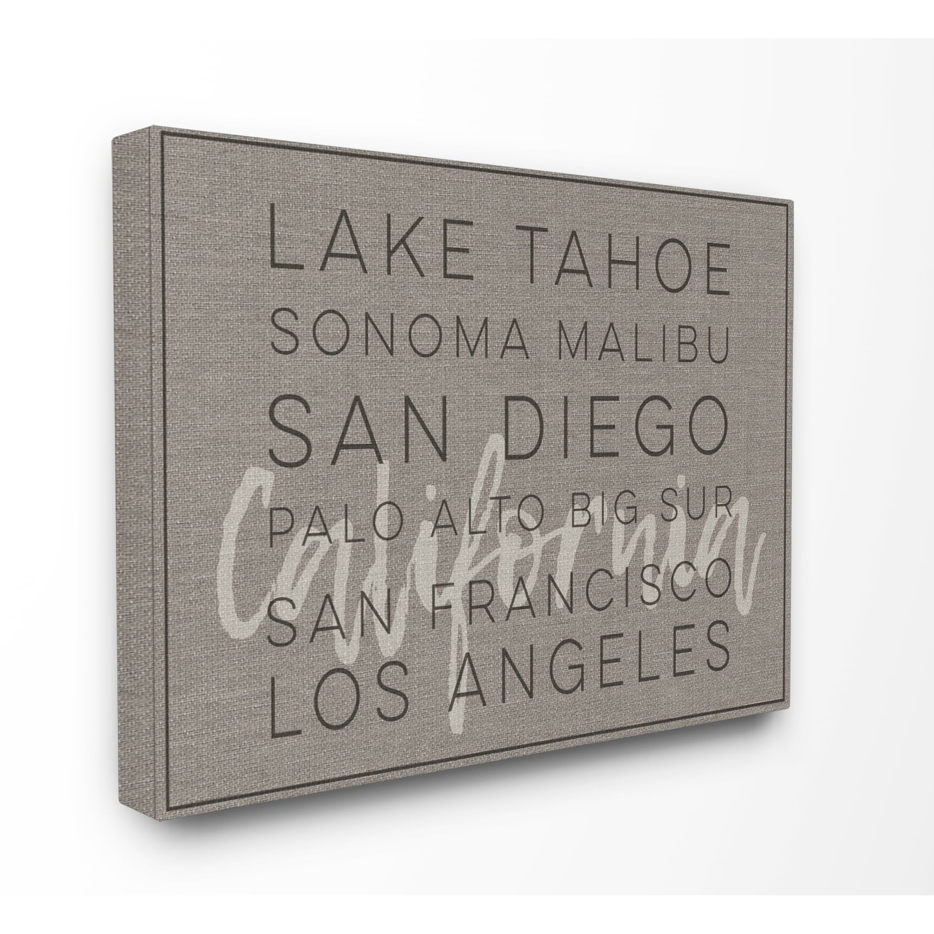 The Stupell Home Decor Collection Lake Tahoe Big Sur Sonoma Typography Stretched Canvas Wall Art, 16 x 1.5 x 20
