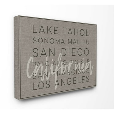 The Stupell Home Decor Collection Lake Tahoe Big Sur Sonoma Typography Stretched Canvas Wall Art, 16 x 1.5 x 20