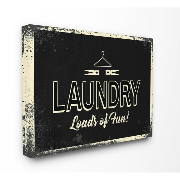 The Stupell Home Decor Collection Laundry Loads of Fun Industrial Oversized Stretched Canvas Wall Art
