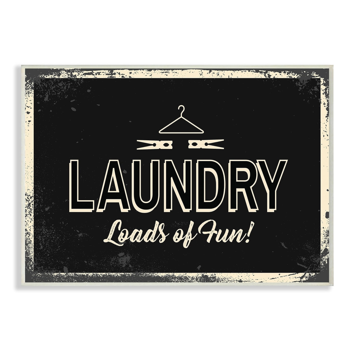 The Stupell Home Decor Collection Laundry Loads of Fun Industrial Wall Plaque Art