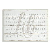The Stupell Home Decor Collection Life Is Short Smile Grey on White Planked Look Oversized Wall Plaque Art, 12.5 x 0.5 x 18.5