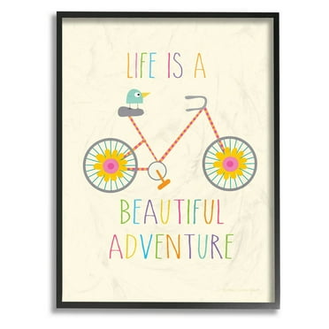 The Stupell Home Decor Collection Life is a Beautiful Adventure Bird on a Bike Framed Texturized Art