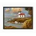 thumbnail image 1 of The Stupell Home Decor Collection Lime Kiln Cliff Side Ocean Wave Lighthouse with Whale Fins and Seagull Framed Giclee Texturized Art, 1 of 8