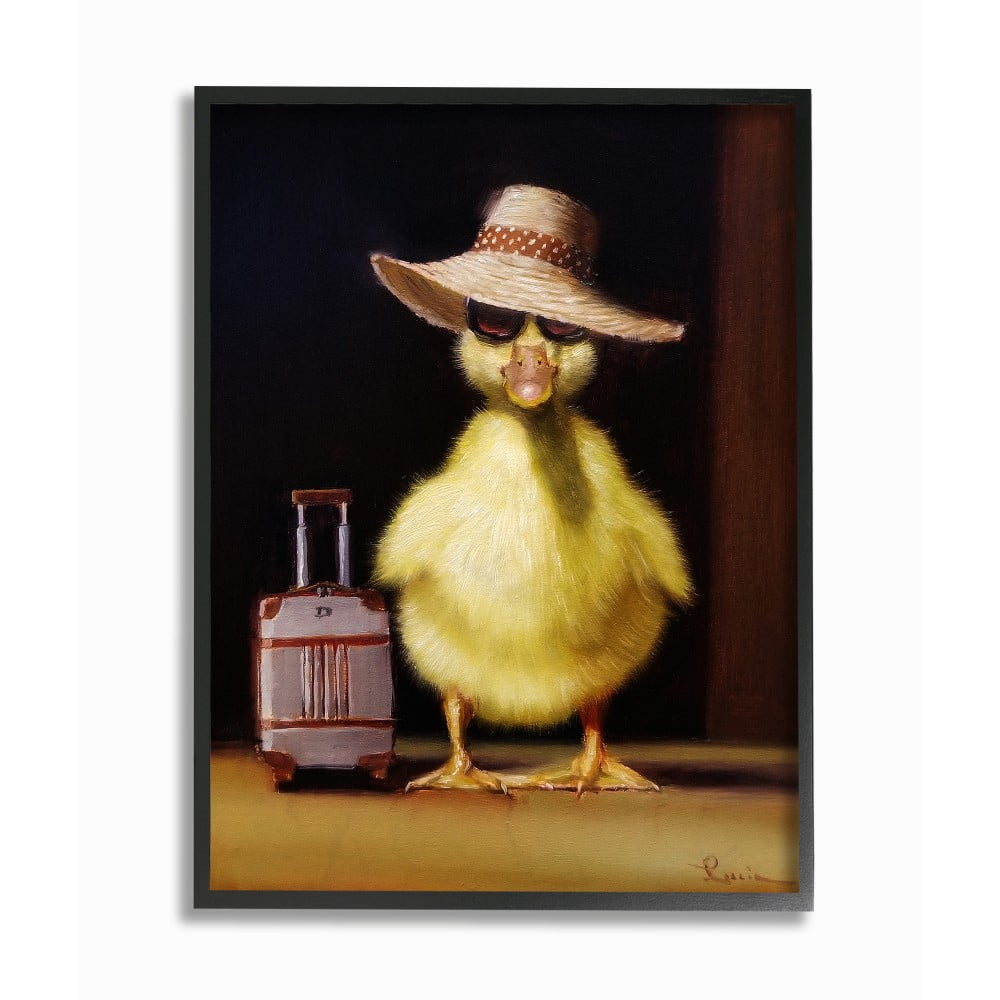 The Stupell Home Decor Collection Little Vacation Chick Ready to Travel Painting Framed Giclee Texturized Art, 16 x 20