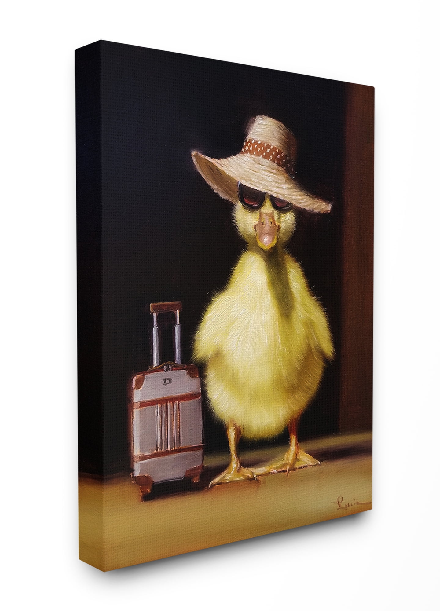 The Stupell Home Decor Collection Little Vacation Chick Ready to Travel Painting Stretched Canvas Wall Art, 24 x 30