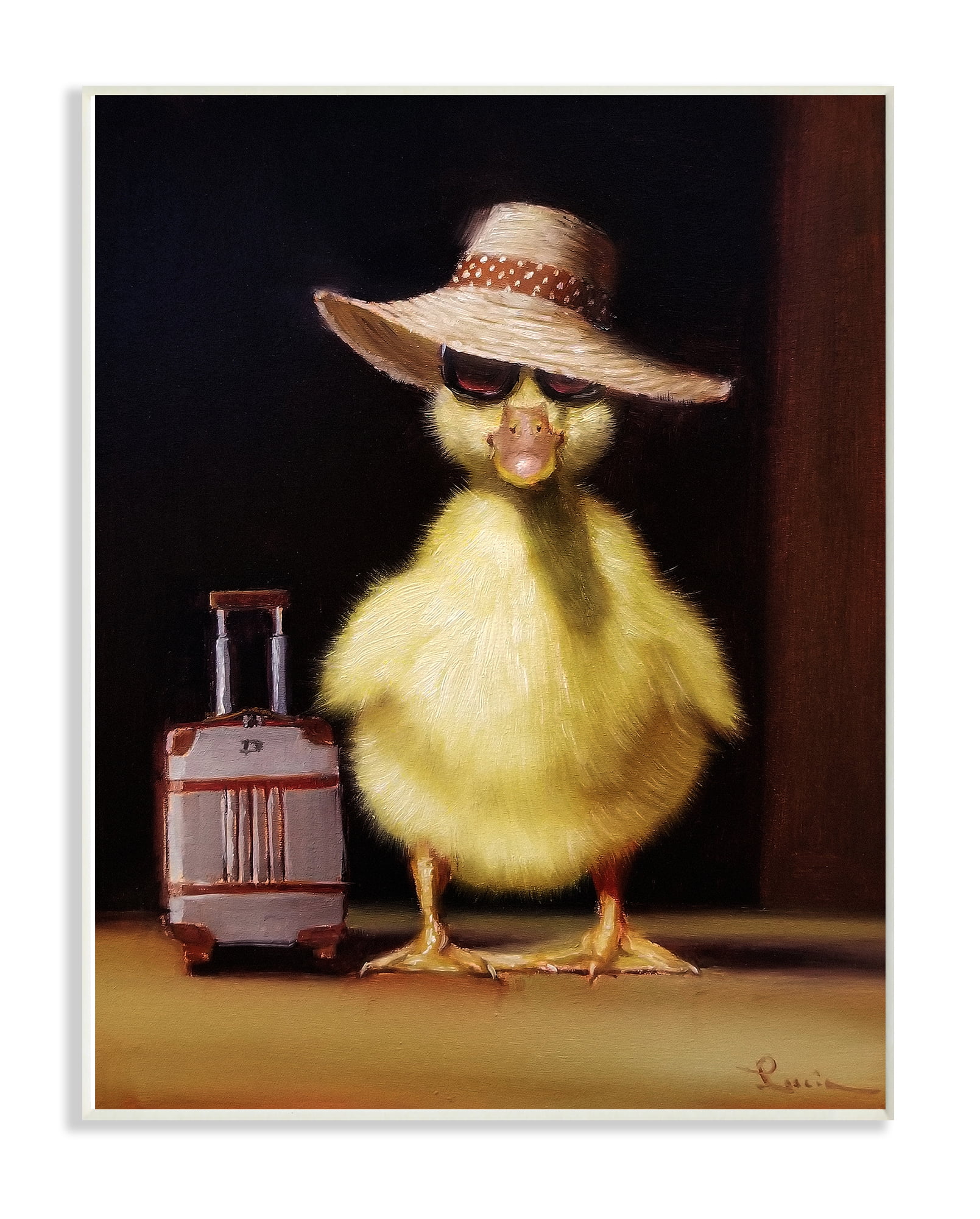 The Stupell Home Decor Collection Little Vacation Chick Ready to Travel Painting Wall Plaque Art, 12.5 x 18.5