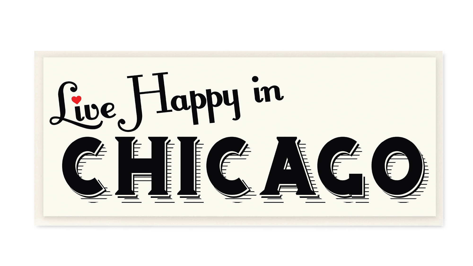 The Stupell Home Decor Collection Live Happy In Chicago Red Heart Typography Wall Plaque Art, 7 x 0.5 x 17