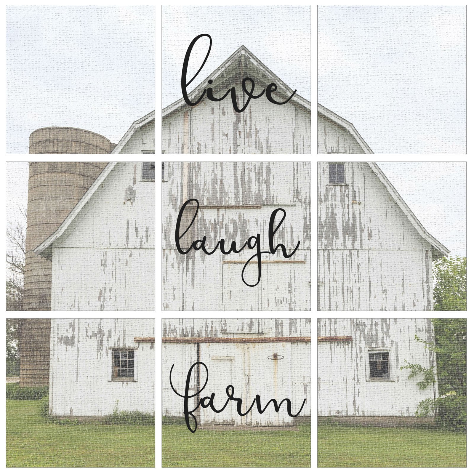 The Stupell Home Decor Collection Live Laugh Farm Vintage Photography by In House Art 9 Piece Canvas Wall Art Set