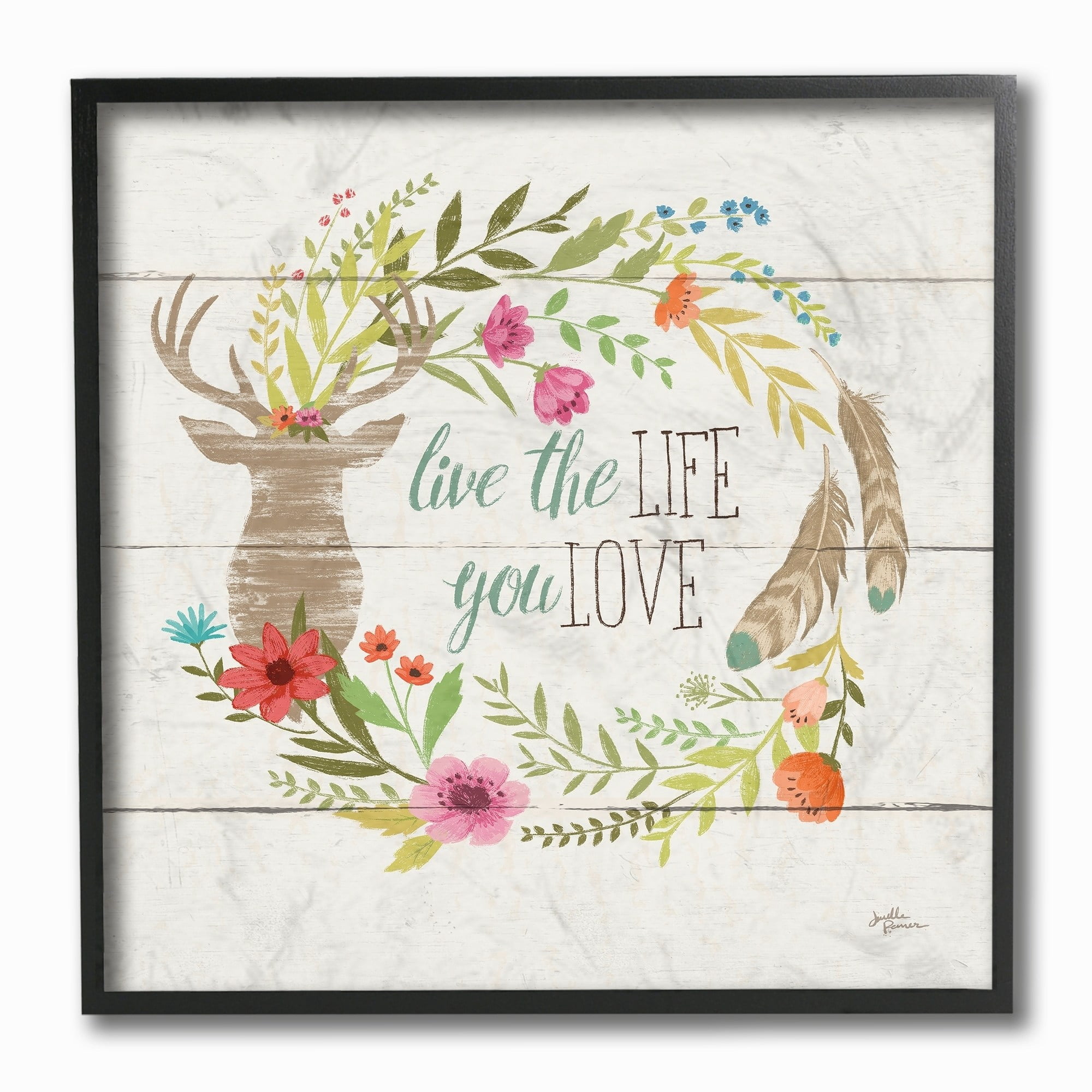 Stupell Rustic Blooms Live the Life You Love Framed Giclee Texture Art