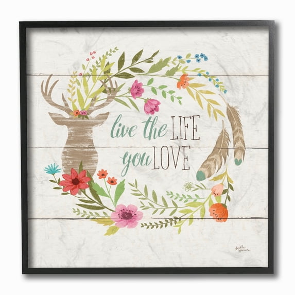 Stupell Rustic Blooms Live the Life You Love Framed Giclee Texture Art