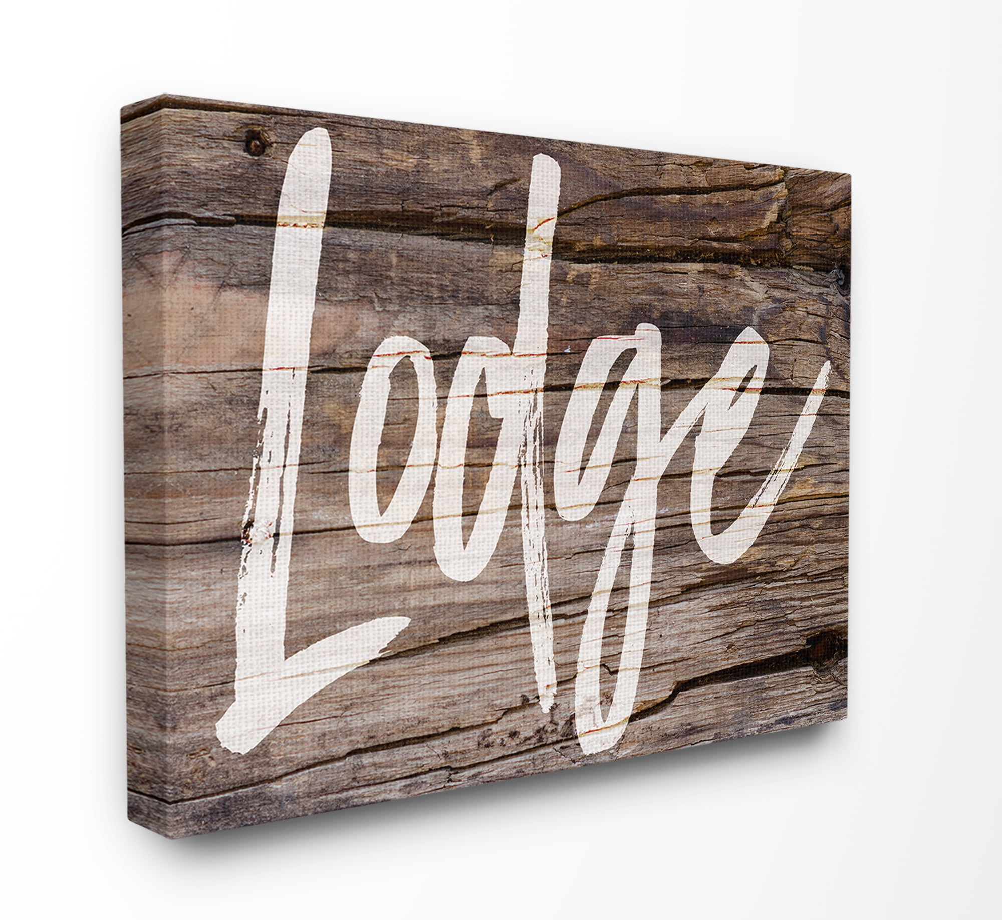 The Stupell Home Decor Collection Lodge Typography Wood Stretched Canvas Wall Art, 24 x 1.5 x 30