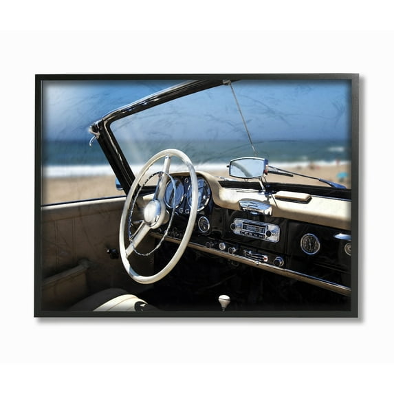 Stupell Long Beach Vintage Car Framed Giclee Texture Art 11 x 14