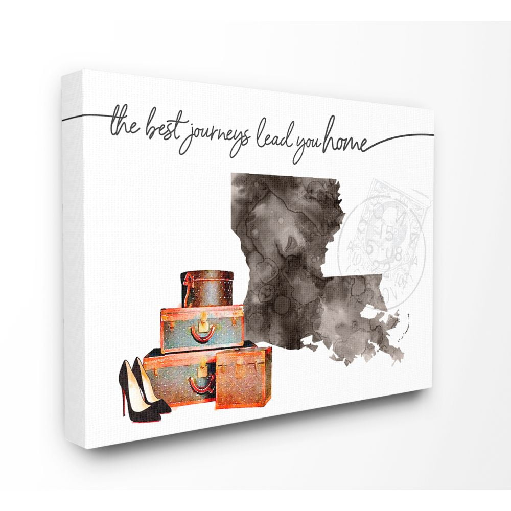 The Stupell Home Decor Collection Louisiana State The Best Journeys Lead You Home Fashion Shoes and Luggage Illustration Canvas Wall Art