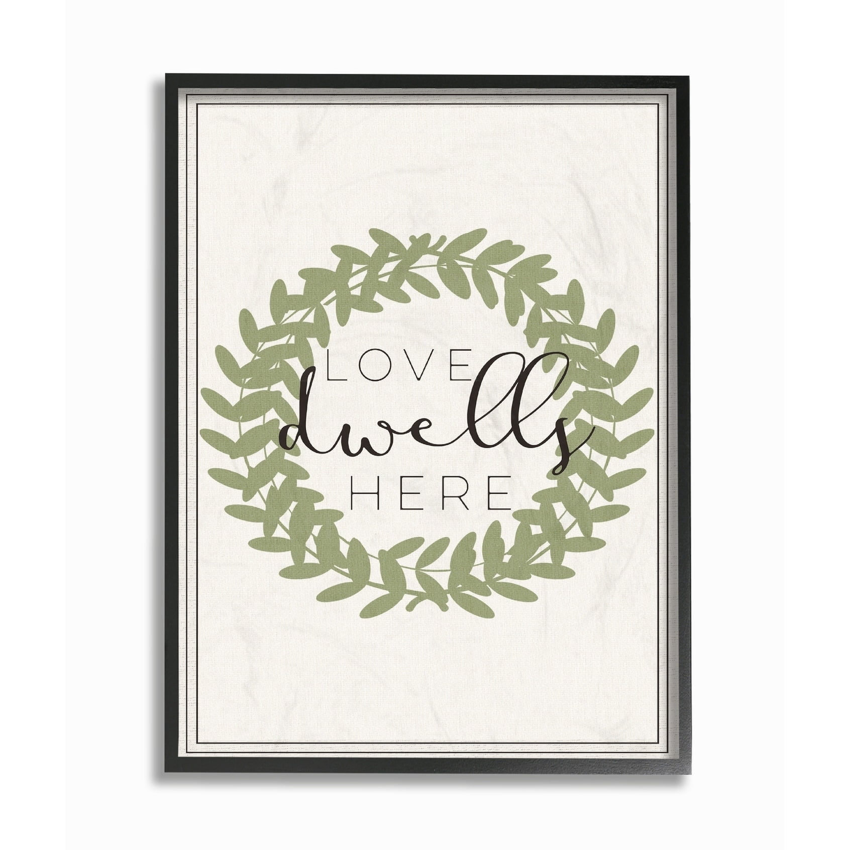 The Stupell Home Decor Collection Love Dwells Here Boxwood Wreath Framed Giclee Texturized Art, 11 x 1.5 x 14