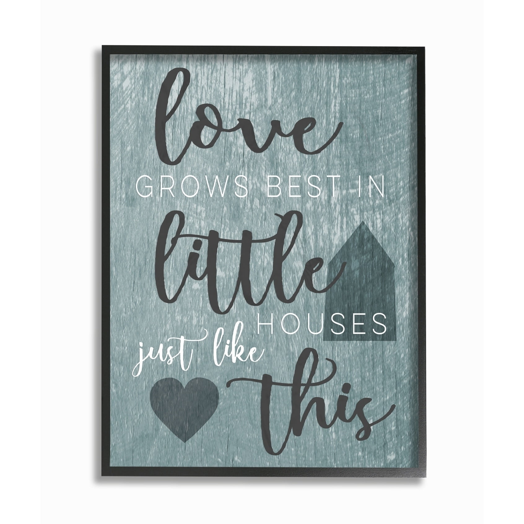 Stupell  Love Grows Best In Little Houses Grey Illustration Framed Giclee Art 16 x 20