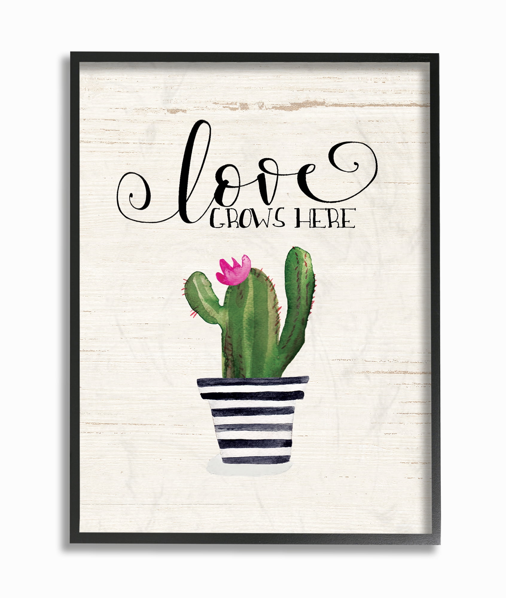 The Stupell Home Decor Collection Love Grows Here Cactus Wall Art