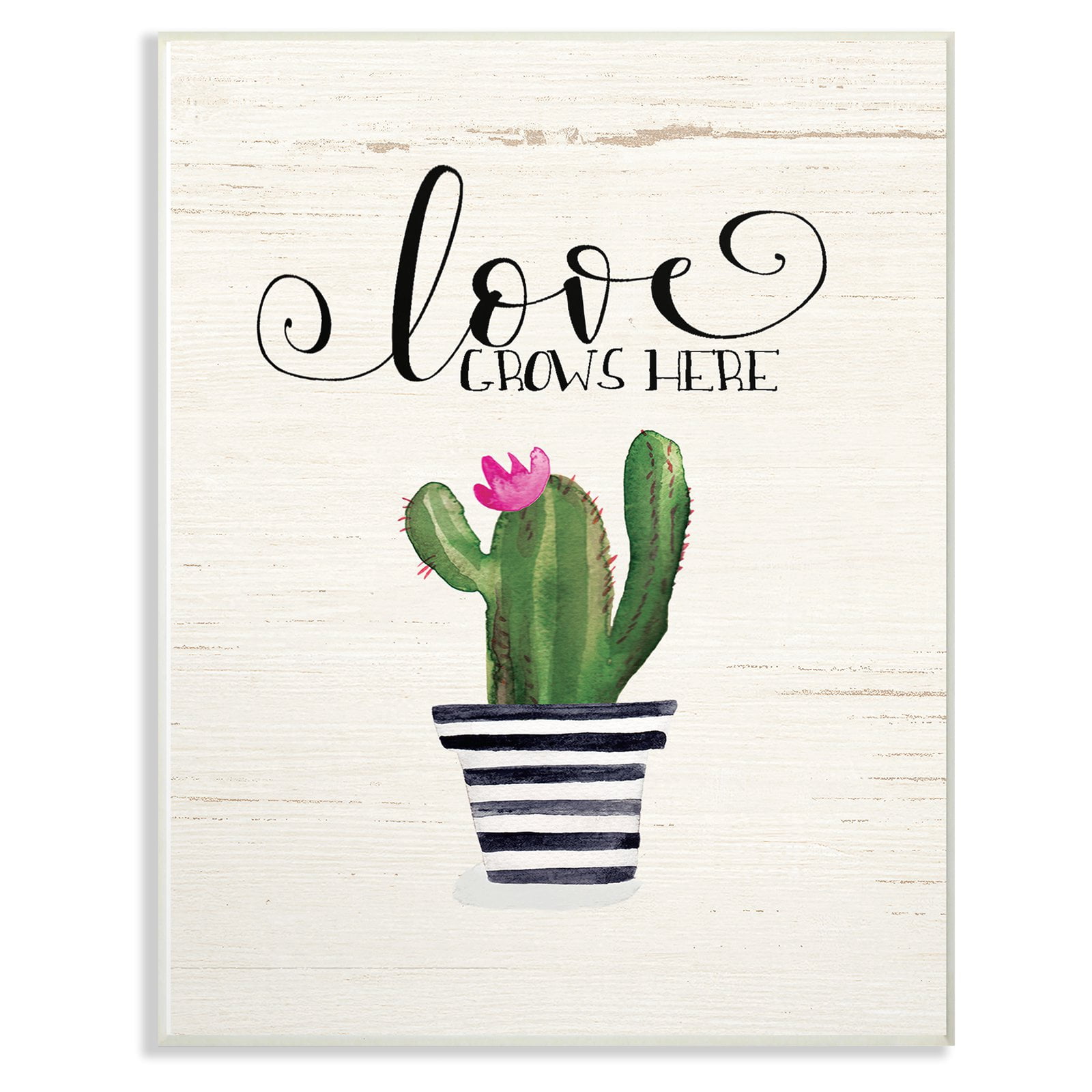 The Stupell Home Decor Collection Love Grows Here Cactus Wall Art