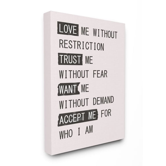 The Stupell Home Decor Collection Love Trust Want Accept Me Inspirational Pink Type Design Canvas Wall Art