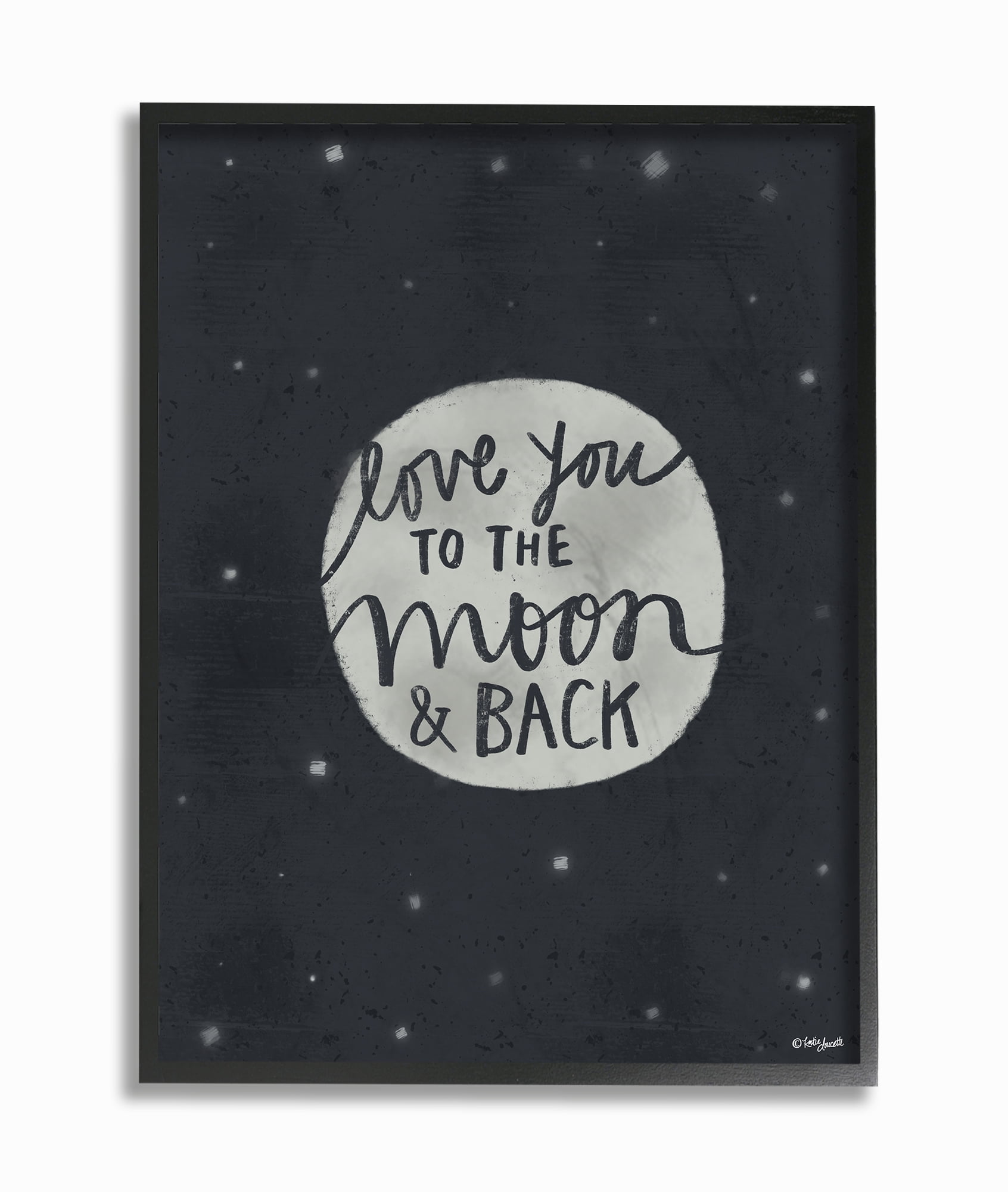 The Stupell Home Decor Collection Love You Moon Typography Oversized Framed Giclee Texturized Art, 16 x 1.5 x 20